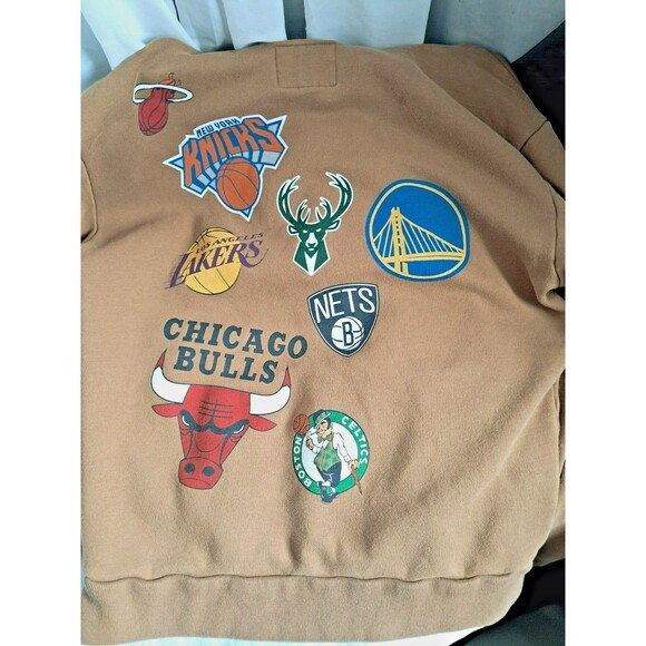 Hollister All NBA Team Logo Sweatshirt Hoodie Size Medium Brown - Picture 5 of 13